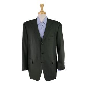 Ari Boston Caruso Mens Sportcoat 44R Green Blue Windowpane Wool Blazer Italy